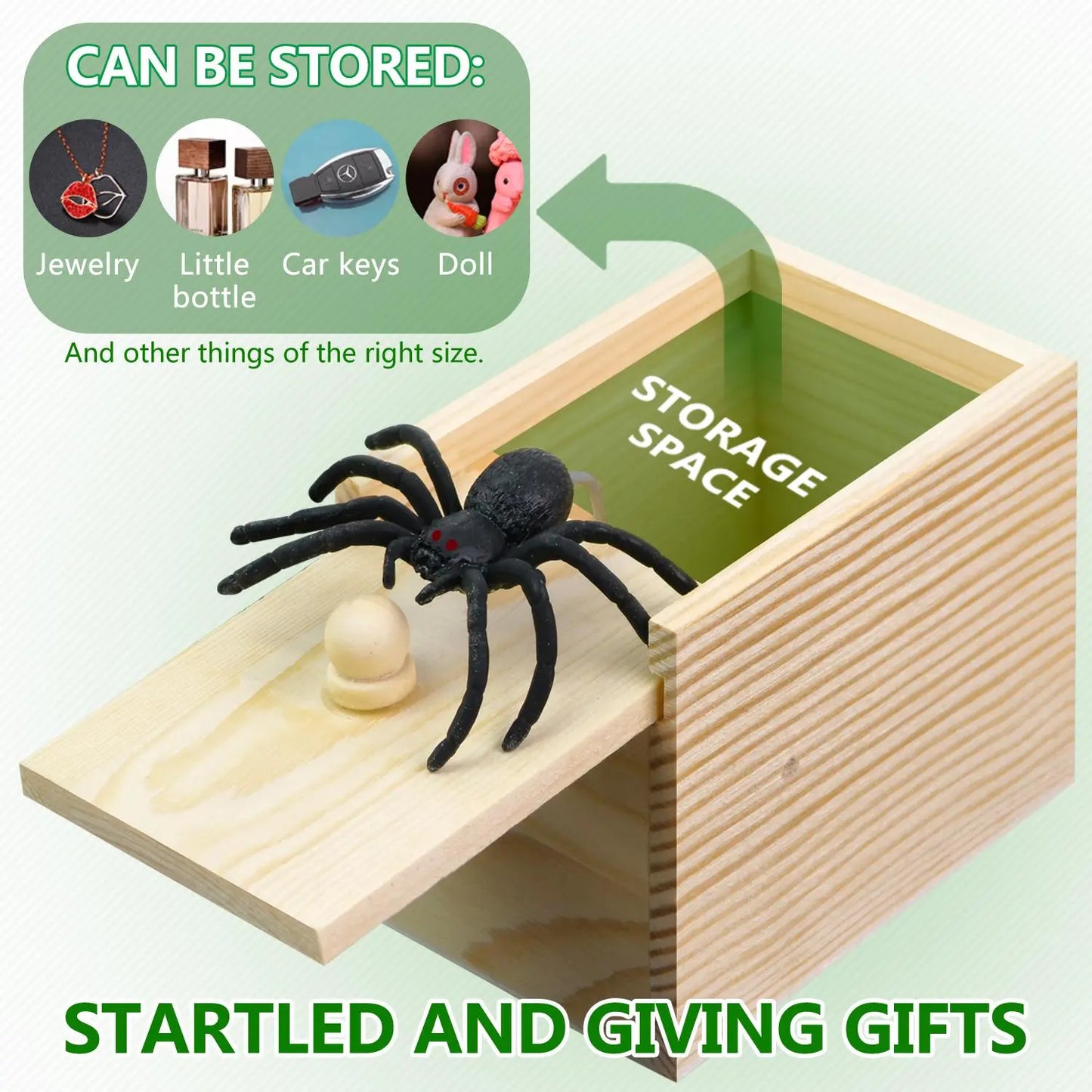Wooden Spider Prank Box, 1 Piece Handcrafted Durable Money Surprise Box, Novelty & Gag Toy for Adults, Halloween Holiday Gift, Birthday Gift