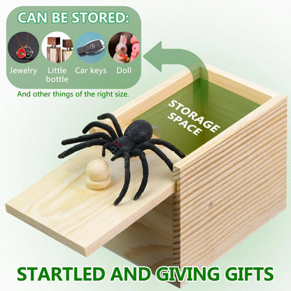 Wooden Spider Prank Box, 1 Piece Handcrafted Durable Money Surprise Box, Novelty & Gag Toy for Adults, Halloween Holiday Gift, Birthday Gift