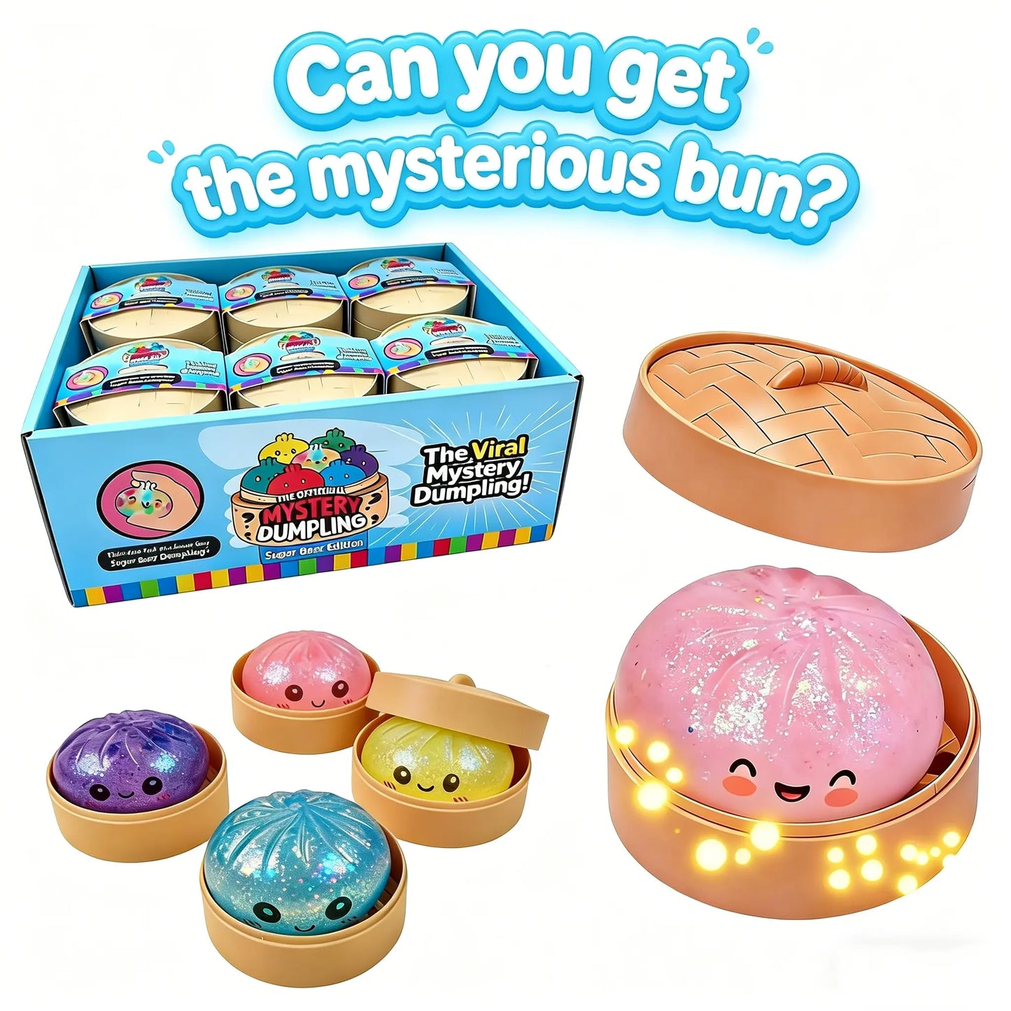 Expressive Big Dumpling Squishy - Blind Box, Mysecret Bun Fidget Toy, Soft TPR Material, Stress Relief, Unboxing Surprise, Random Style per Pack.Valentine'S Day and Easter Gifts, Suitable for Children to Exchange Gifts