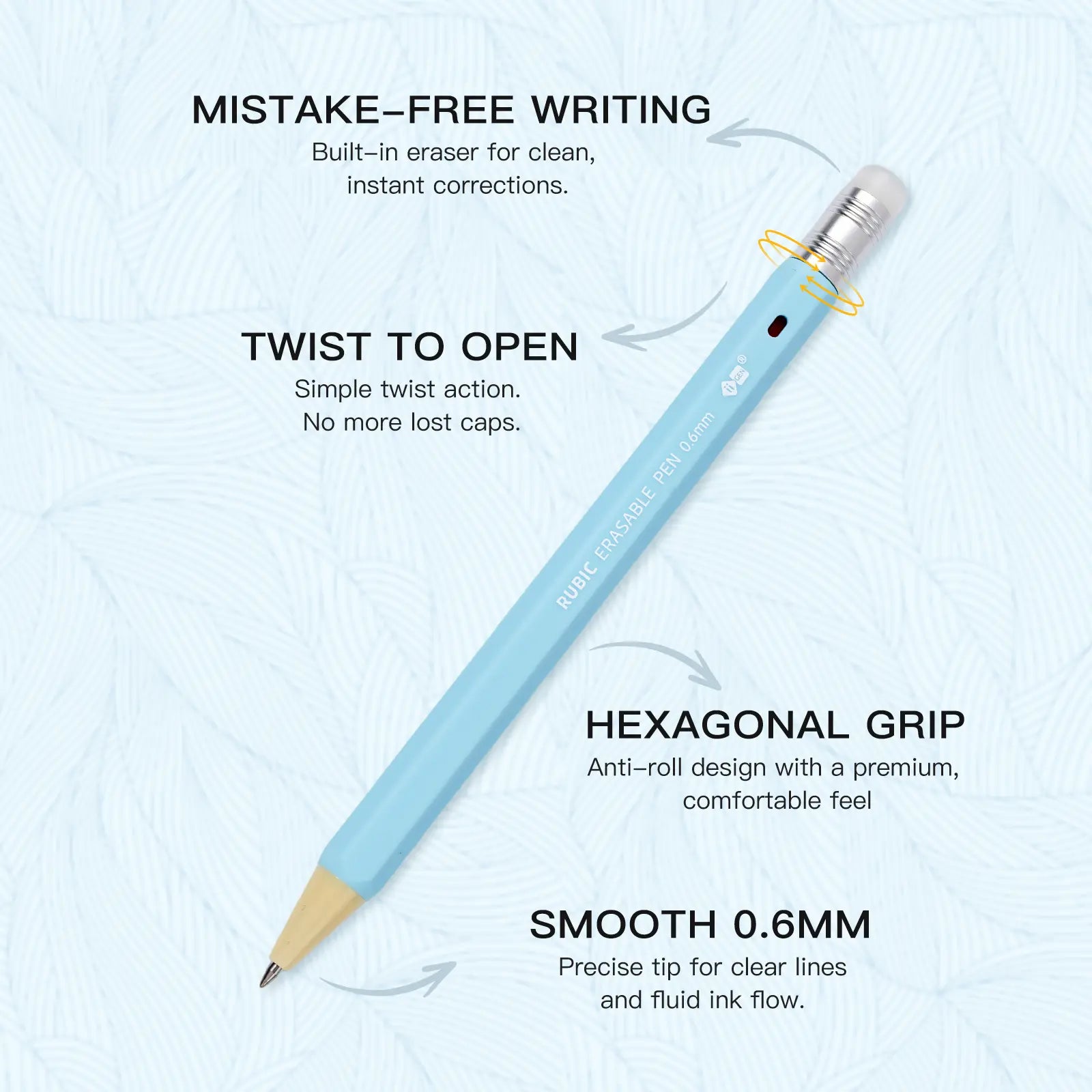 Iigen RUBIC Erasable Gel Pens,0.6Mm Retractable Twist Pens, Ergonomic Hexagonal Grip for Journaling,Drawing,School & Office Supplies,Smooth Writing for Students,Planner,Teachers,Nurses and Artists,Holiday Gifts and Birthday Goodie Bags Tiktokshopspringglo