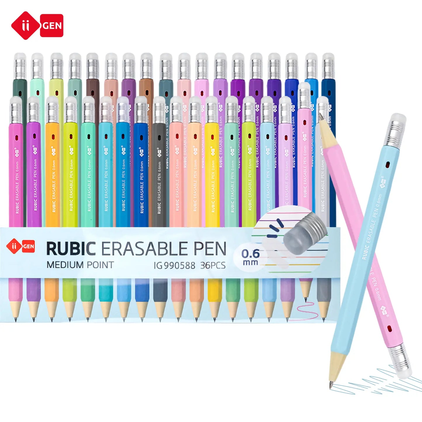 Iigen RUBIC Erasable Gel Pens,0.6Mm Retractable Twist Pens, Ergonomic Hexagonal Grip for Journaling,Drawing,School & Office Supplies,Smooth Writing for Students,Planner,Teachers,Nurses and Artists,Holiday Gifts and Birthday Goodie Bags Tiktokshopspringglo