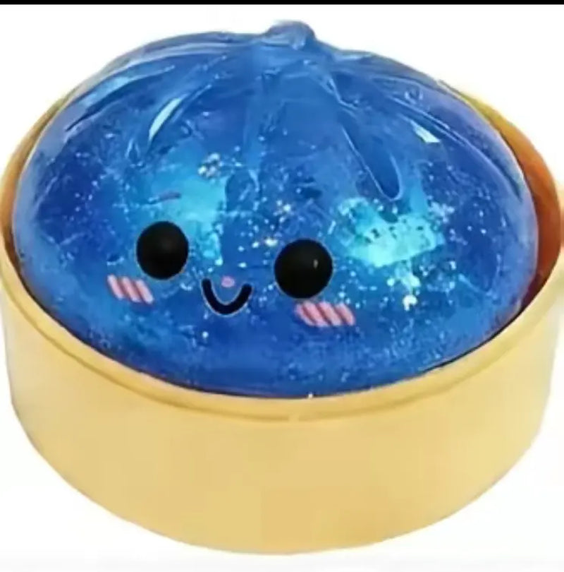 Glitter Dumpling Squishy Stress Relief Toy, Soft TPR Material, Cute Steamer Box Packaging, Summervibes Gift for Kids & Anime Fans