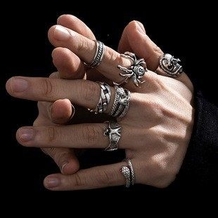 Mens Retro Hip Hop Goth Ring