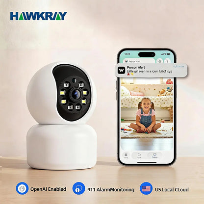 【Pet Monitoring】Hawkray Smart Pet Monitor for Multi-Pet Homes | 360° Coverage | 3MP 2K HD | AI Pet Recognition | 2-Way Audio & Home Security​