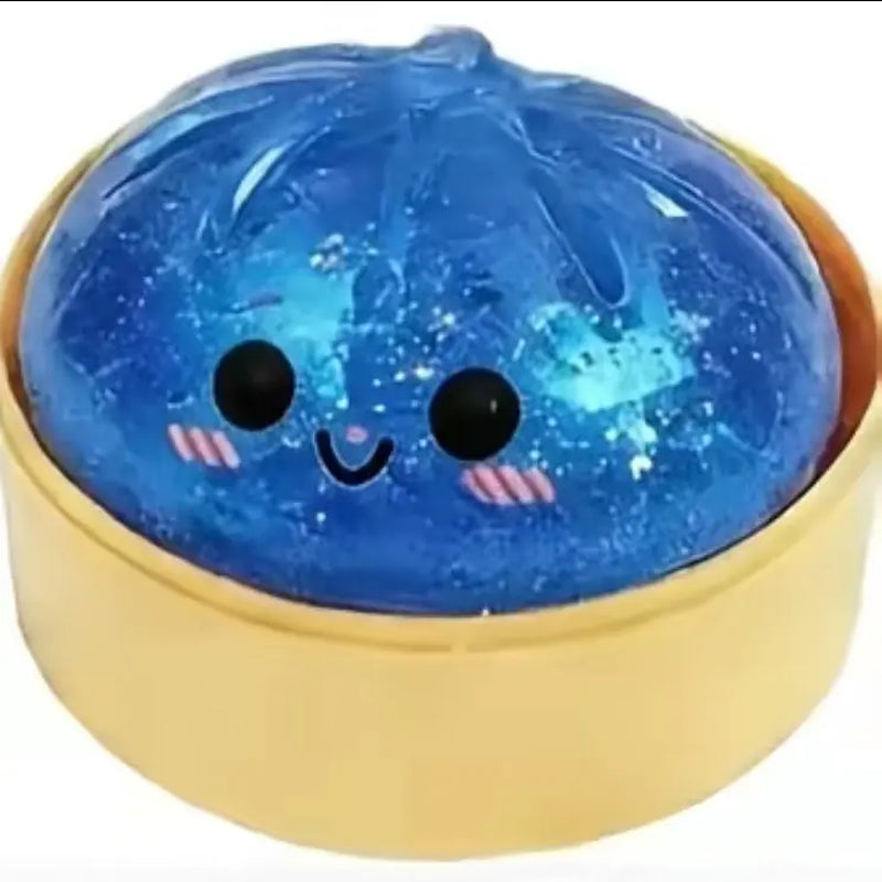 Glitter Dumpling Squishy Stress Relief Toy, Soft TPR Material, Cute Steamer Box Packaging, Summervibes Gift for Kids & Anime Fans