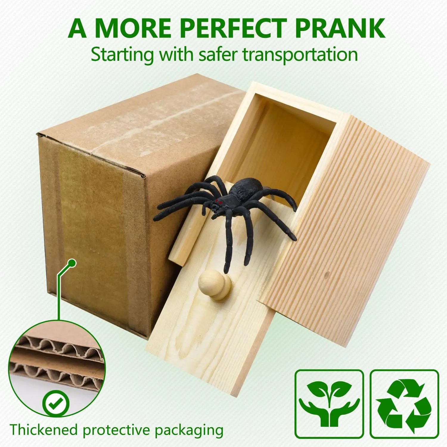 Wooden Spider Prank Box, 1 Piece Handcrafted Durable Money Surprise Box, Novelty & Gag Toy for Adults, Halloween Holiday Gift, Birthday Gift