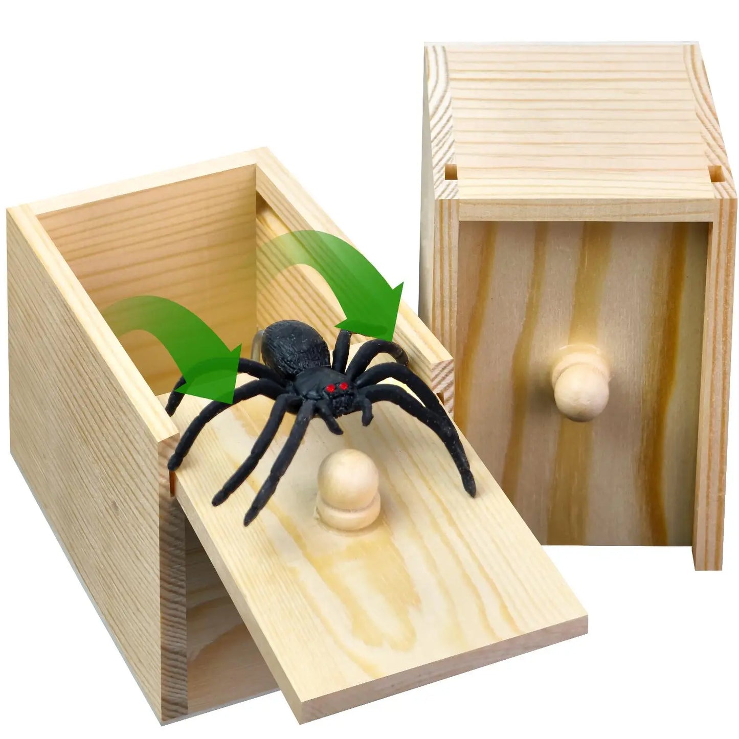Wooden Spider Prank Box, 1 Piece Handcrafted Durable Money Surprise Box, Novelty & Gag Toy for Adults, Halloween Holiday Gift, Birthday Gift