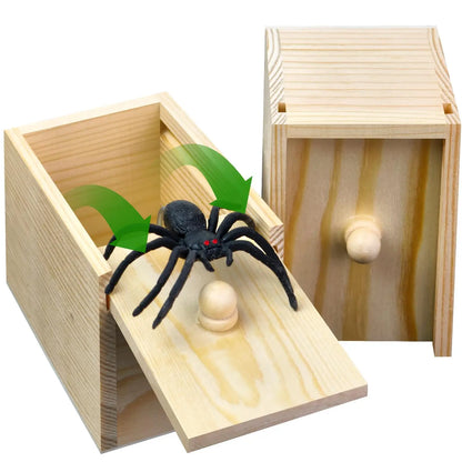 Wooden Spider Prank Box, 1 Piece Handcrafted Durable Money Surprise Box, Novelty & Gag Toy for Adults, Halloween Holiday Gift, Birthday Gift