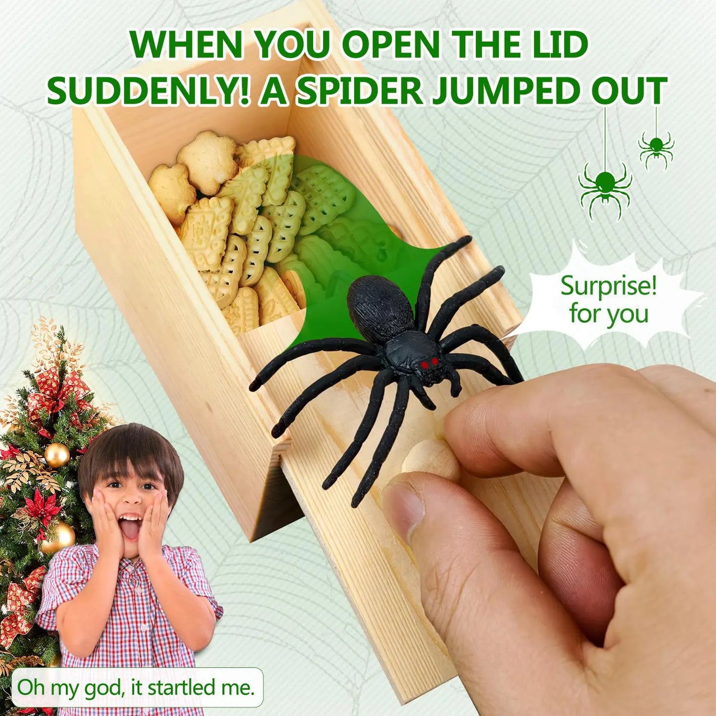 Wooden Spider Prank Box, 1 Piece Handcrafted Durable Money Surprise Box, Novelty & Gag Toy for Adults, Halloween Holiday Gift, Birthday Gift