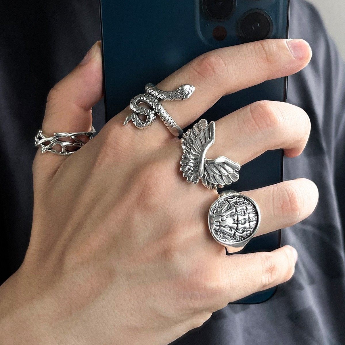 Mens Retro Hip Hop Goth Ring