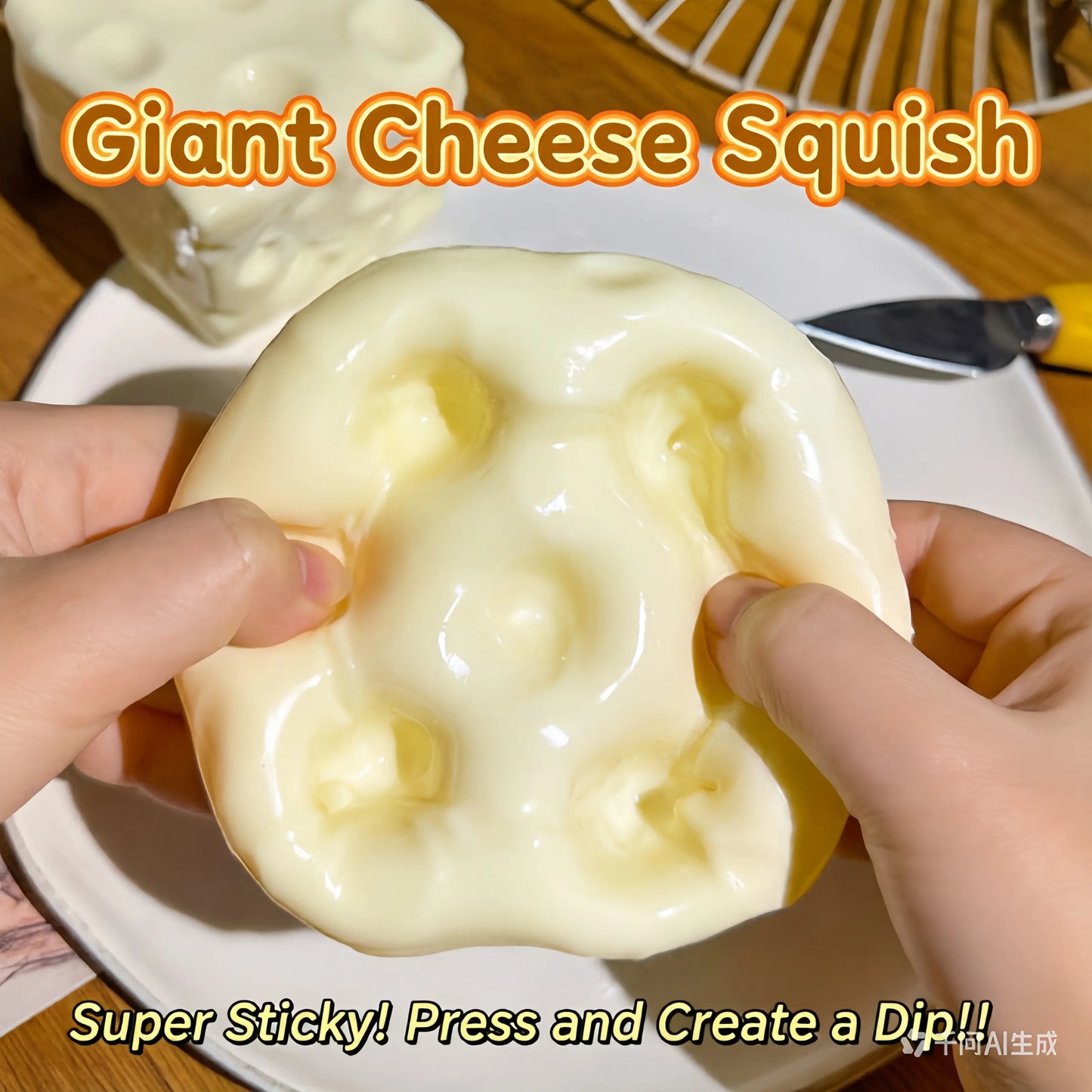 Squishy Cheese Block - Yellow, Moldable Fidget Toy with Squeeze Feature, Ideal for Play and Relaxation Giant Cheese Squishy - 6/7Cm Moldable Non-Rebound & Slow Rebound Fidget Toy| Viral ASMR Stress Ball Glutinous