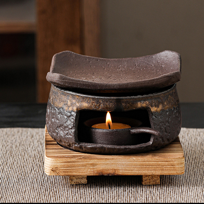 Japanese-Style Ceramic Incense Burner with Candle Holder