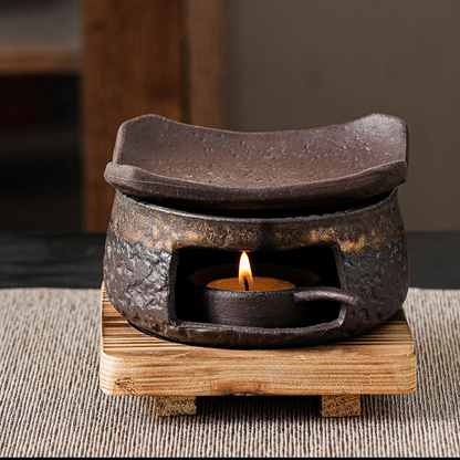 Japanese-Style Ceramic Incense Burner with Candle Holder