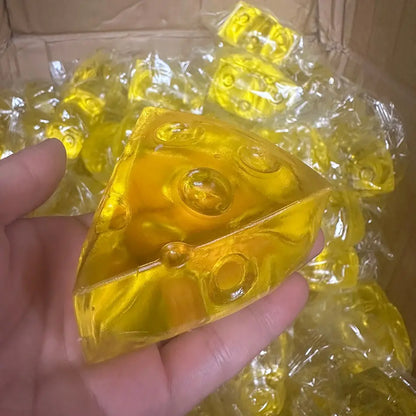 Squishy Honey Cheese Square Fidgets Toys Super Soft Mochi Cheese Squeeze Toy Funny Anti-Stress Sensory Toy Adults Fun Gifts Anxiety Relief Products