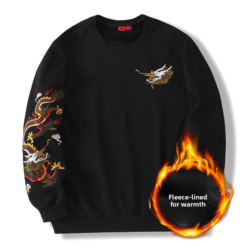 Japan style embroidered dragon-patterned hoodie