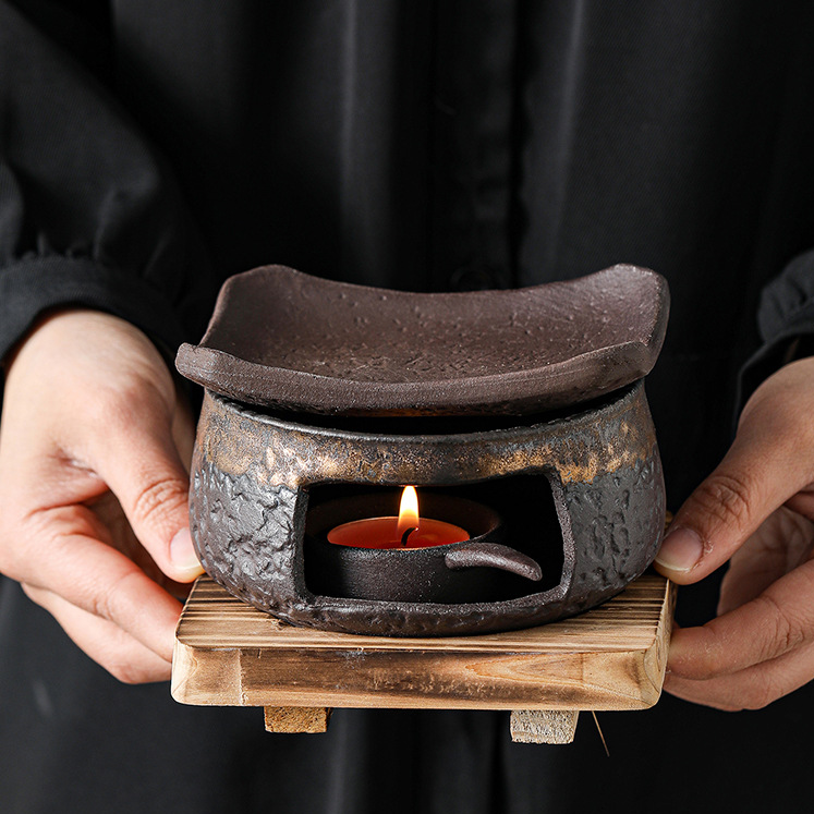 Japanese-Style Ceramic Incense Burner with Candle Holder