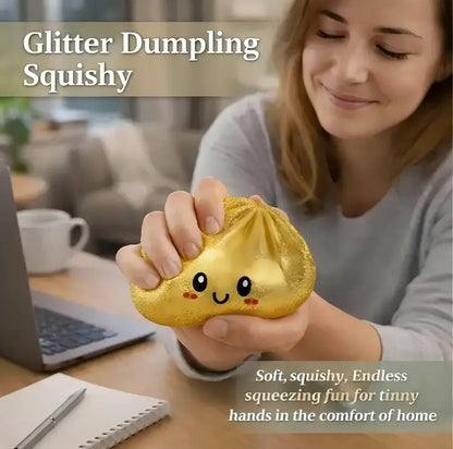 Glitter Dumpling Squishy Stress Relief Toy, Soft TPR Material, Cute Steamer Box Packaging, Summervibes Gift for Kids & Anime Fans