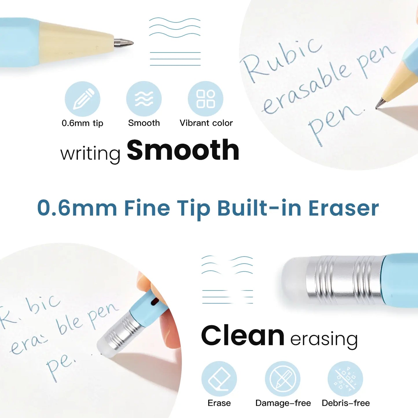 Iigen RUBIC Erasable Gel Pens,0.6Mm Retractable Twist Pens, Ergonomic Hexagonal Grip for Journaling,Drawing,School & Office Supplies,Smooth Writing for Students,Planner,Teachers,Nurses and Artists,Holiday Gifts and Birthday Goodie Bags Tiktokshopspringglo