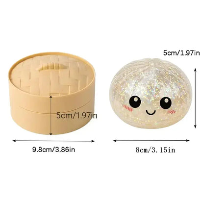 Blind Box Series Glitter Dumpling Squishy Toy with Steamer, Anxietyrelief, Surprise Unboxing, Perfect Giftchoice