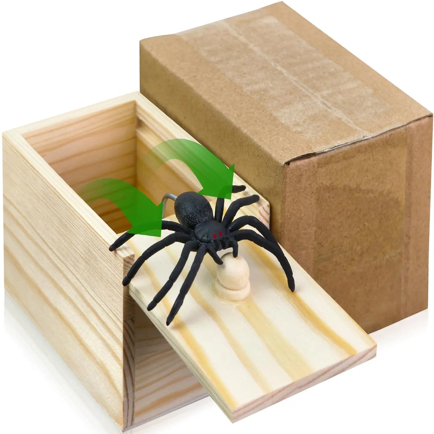 Wooden Spider Prank Box, 1 Piece Handcrafted Durable Money Surprise Box, Novelty & Gag Toy for Adults, Halloween Holiday Gift, Birthday Gift