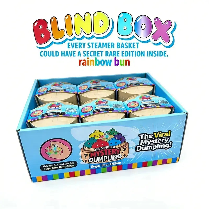 Blind Box Series Glitter Dumpling Squishy Toy with Steamer, Anxietyrelief, Surprise Unboxing, Perfect Giftchoice