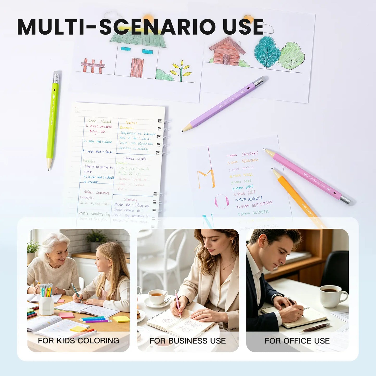 Iigen RUBIC Erasable Gel Pens,0.6Mm Retractable Twist Pens, Ergonomic Hexagonal Grip for Journaling,Drawing,School & Office Supplies,Smooth Writing for Students,Planner,Teachers,Nurses and Artists,Holiday Gifts and Birthday Goodie Bags Tiktokshopspringglo