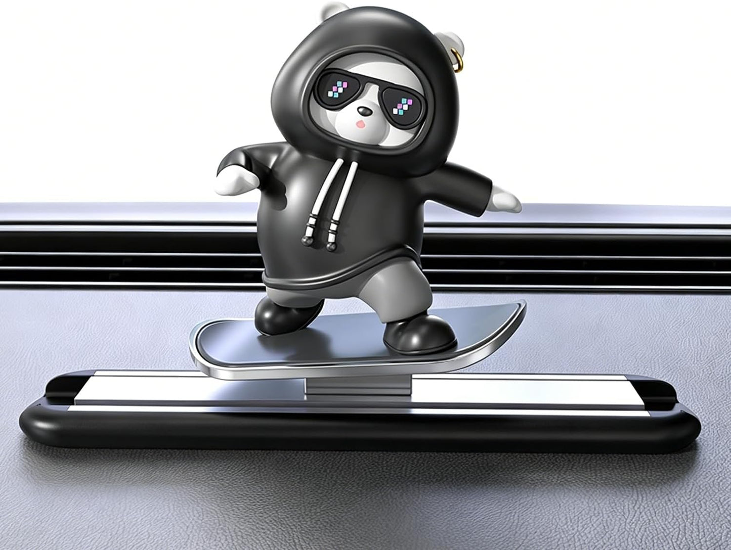 Car Dashboard Decor-Skateboarding Bear Cute Funny Car Accessories for Men Women Dashboard Ornament for Car Interior (Black)