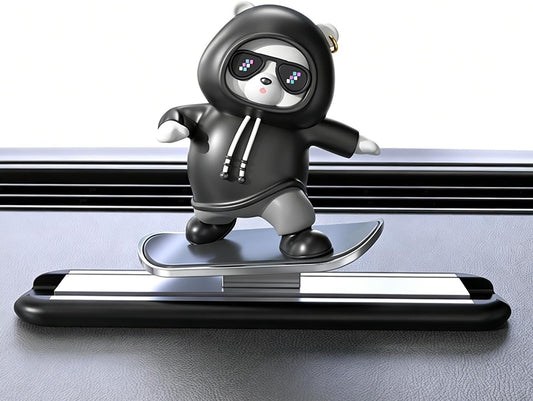 Car Dashboard Decor-Skateboarding Bear Cute Funny Car Accessories for Men Women Dashboard Ornament for Car Interior (Black)